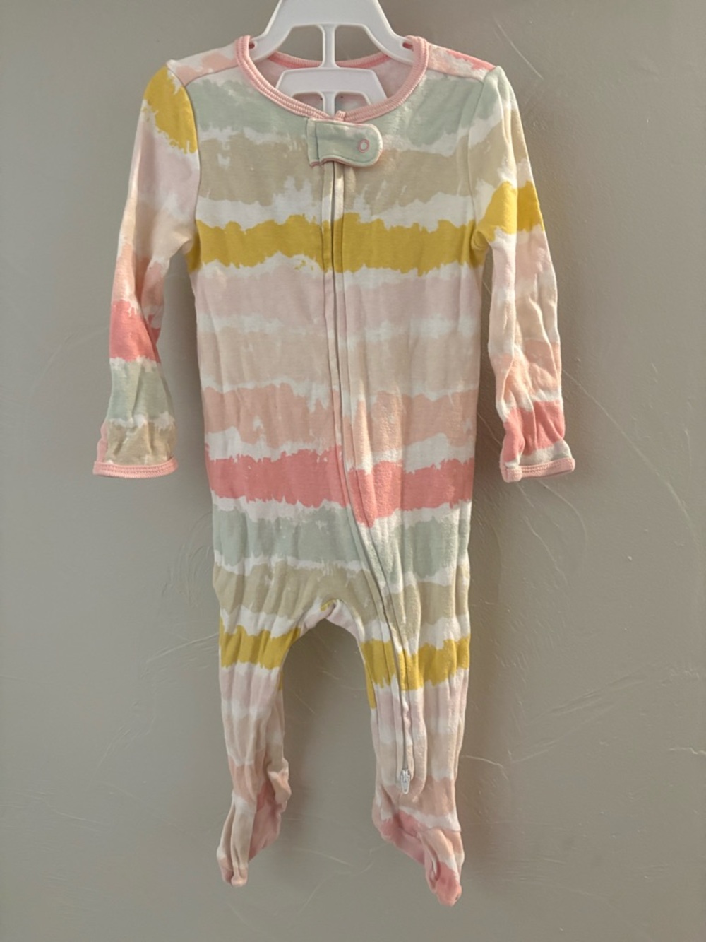 cloud island Pastel Stripe Footed One-Piece - Pink, Yellow, Cream